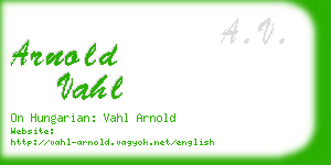 arnold vahl business card